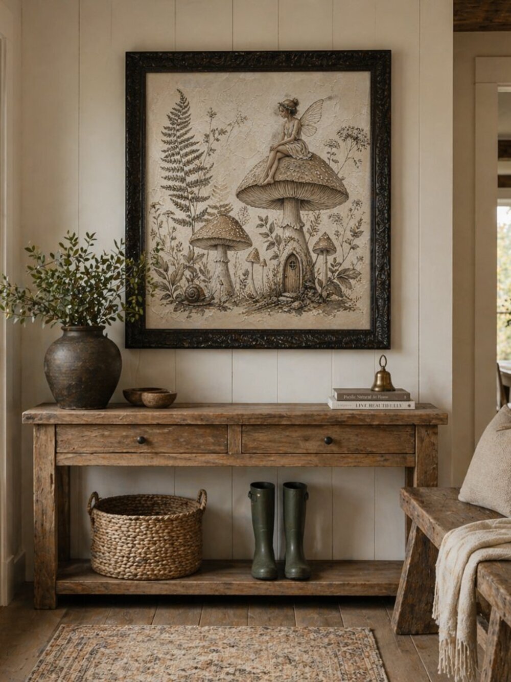 NEW Mushroom Fairy Wall Art, French Country Woodland Print, Cottagecore Nursery
